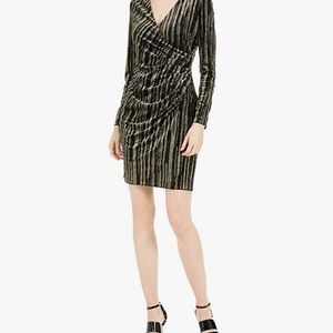Calvin Klein black and gold sparkle long sleeve dress size 14